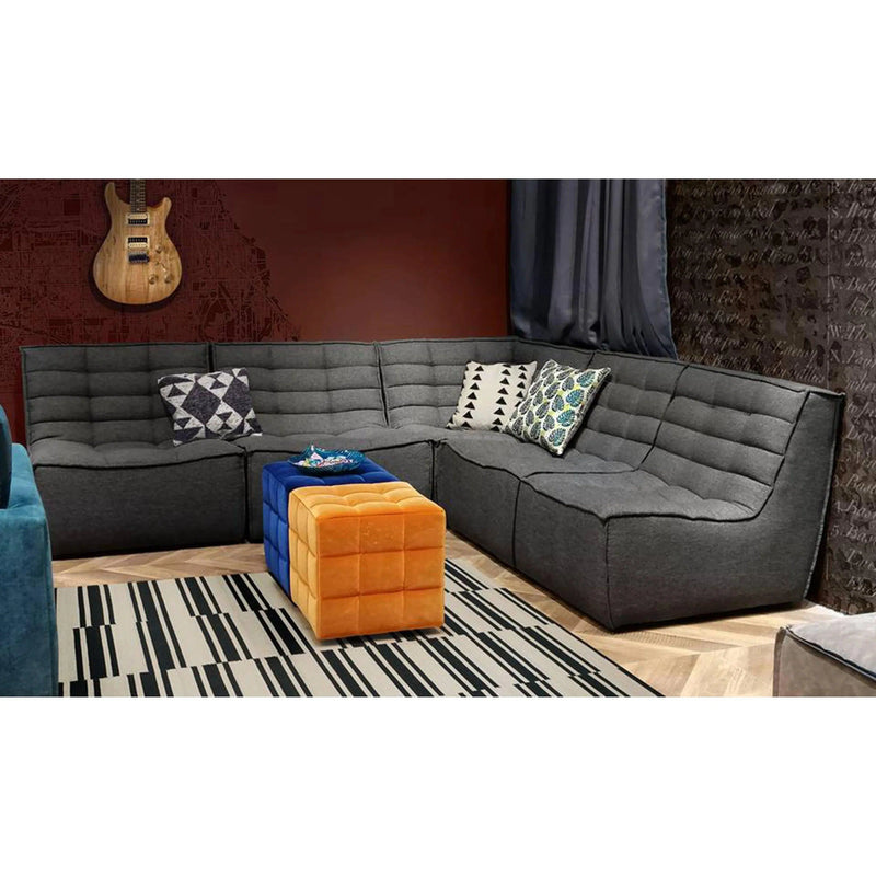 5PC Corner Modular Sectional Scooped Seat in Grey Fabric Modular Sofas LOOMLAN By Diamond Sofa