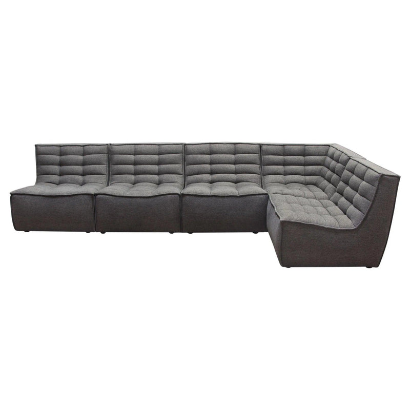 5PC Corner Modular Sectional Scooped Seat in Grey Fabric Modular Sofas LOOMLAN By Diamond Sofa