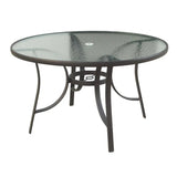 5PC Outdoor Round Glass Dining Table Set Stacking Chairs Outdoor Dining Sets LOOMLAN By LOOMLAN