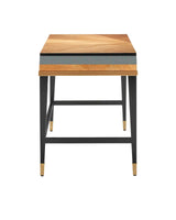 60.5 in. Kallista Taupe Wood and Brass Black Desk Home Office Desks LOOMLAN By Currey & Co