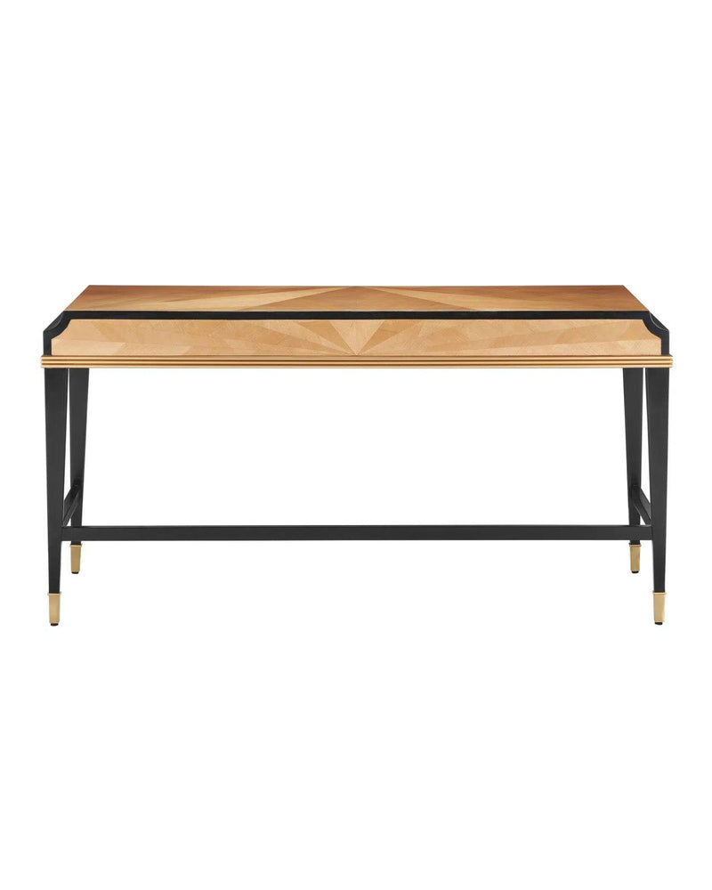 60.5 in. Kallista Taupe Wood and Brass Black Desk Home Office Desks LOOMLAN By Currey & Co