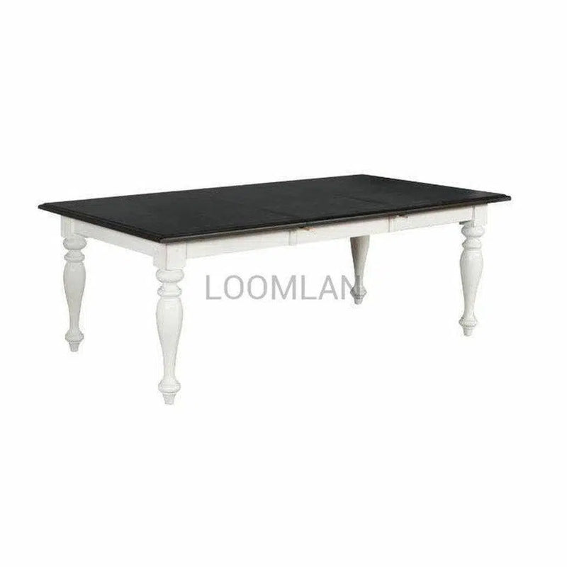 60-84" Two Tone White Extendable Dining Table with Extension Leaf Dining Tables LOOMLAN By Sunny D