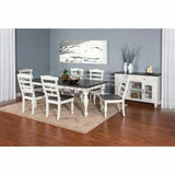 60-84" Two Tone White Extendable Dining Table with Extension Leaf Dining Tables LOOMLAN By Sunny D