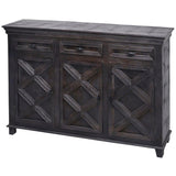 60" Black Rustic X Farmhouse Wood Sideboard Buffet With Drawers Sideboards LOOMLAN By LOOMLAN