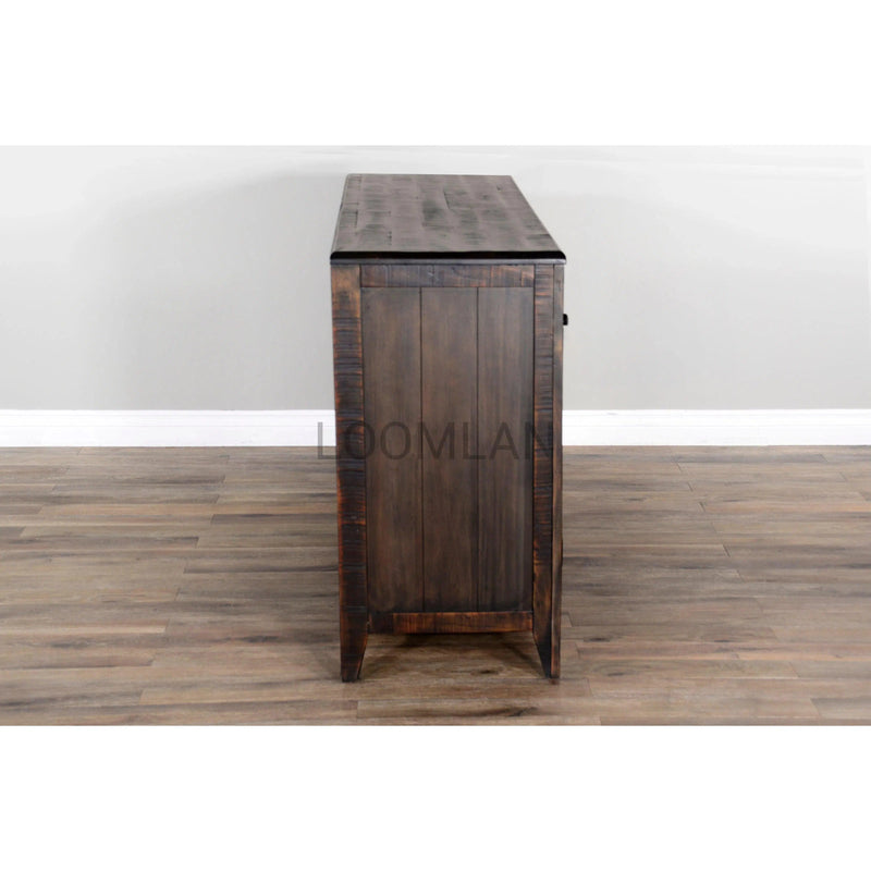 60" Dark Brown Wood Dining Server Buffet Sideboard With Drawers Sideboards LOOMLAN By Sunny D