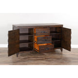 60" Dark Brown Wood Dining Server Buffet Sideboard With Drawers Sideboards LOOMLAN By Sunny D