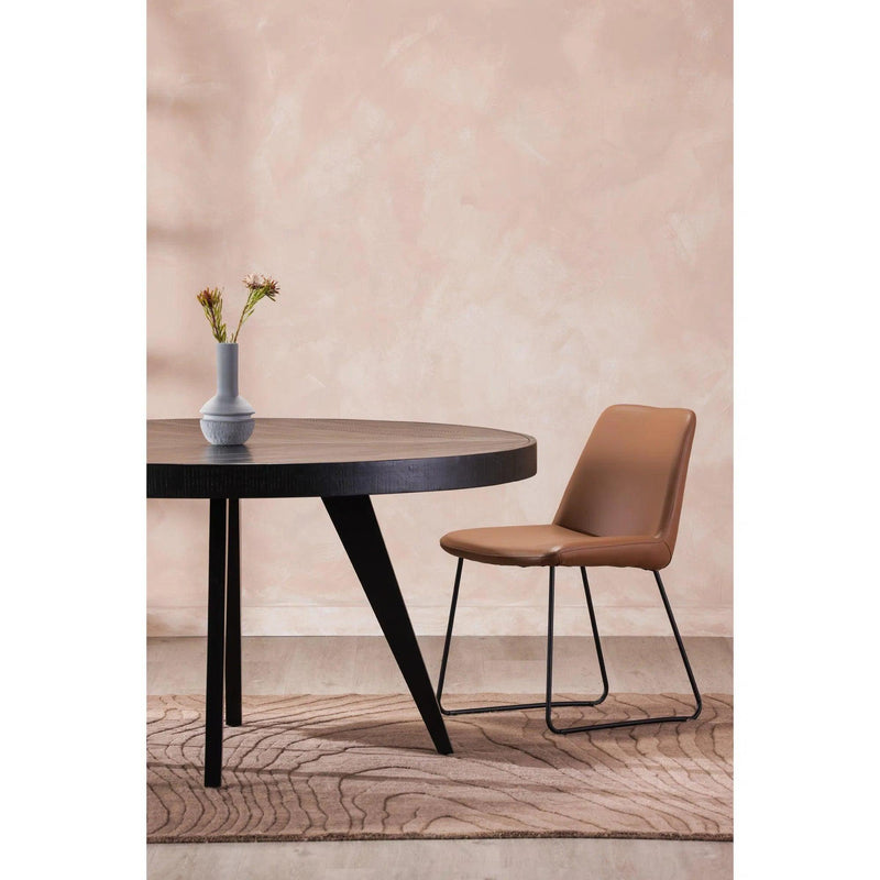 60 in Parq Wood Black Round Dining Table Dining Tables LOOMLAN By Moe's Home