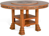 60" Natural Round Dining Table Set With 4 Counter Height Barstools And Lazy Susan Dining Table Sets LOOMLAN By Sunny D