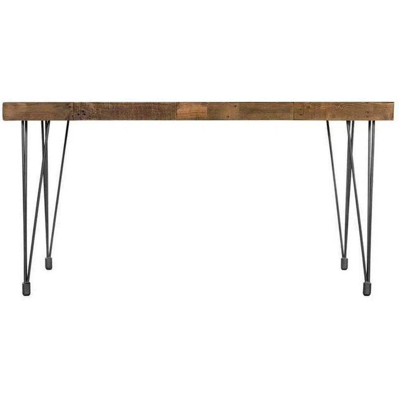 60" Reclaimed Wood Dining Table Top Iron Base Industrial Style Dining Tables LOOMLAN By Moe's Home