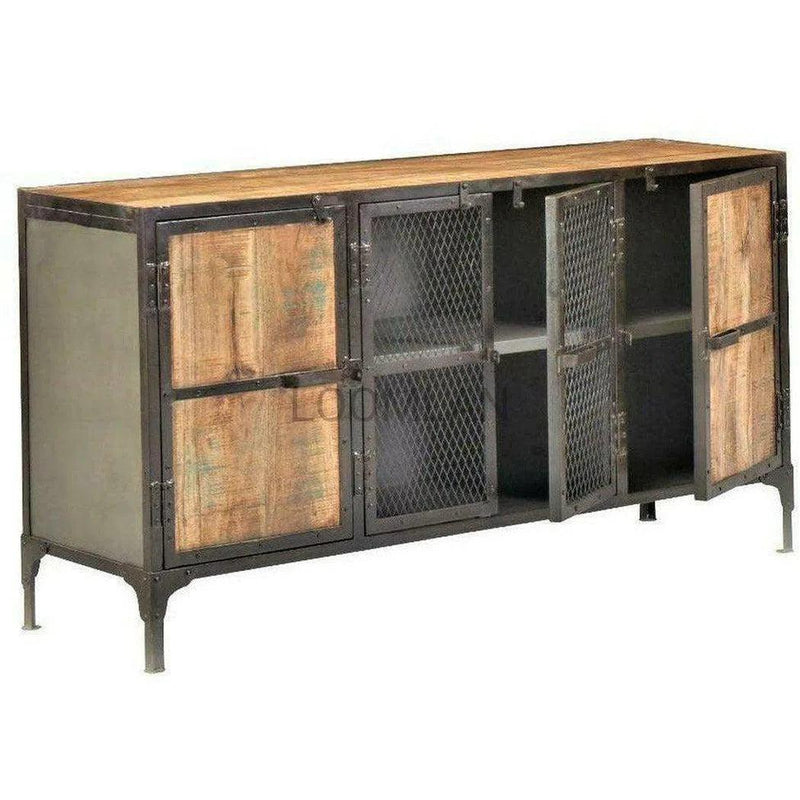 60" Reclaimed Wood Industrial Sideboard Buffet Sideboards LOOMLAN By LOOMLAN