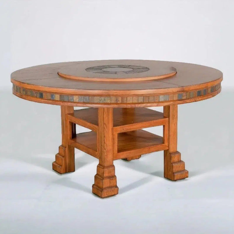 60" Round Adjustable Height Dining Table With Lazy Susan Dining Tables LOOMLAN By Sunny D