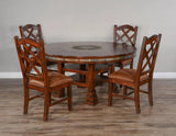 60" Round Adjustable Height Table Set 4 Dining Chairs & Lazy Susan Dining Table Sets LOOMLAN By Sunny D