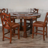 60" Round Adjustable Table Set 4 Counter Height Chairs & Lazy Susan Dining Table Sets LOOMLAN By Sunny D