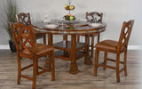 60" Round Adjustable Table Set 4 Counter Height Chairs & Lazy Susan Dining Table Sets LOOMLAN By Sunny D