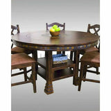 60" Round Table Adjustable Counter Height with Lazy Susan Dark Finish Counter Tables LOOMLAN By Sunny D