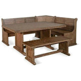 60" Rustic Breakfast Nook Set With Corner and Side Benches Dining Table Sets LOOMLAN By Sunny D