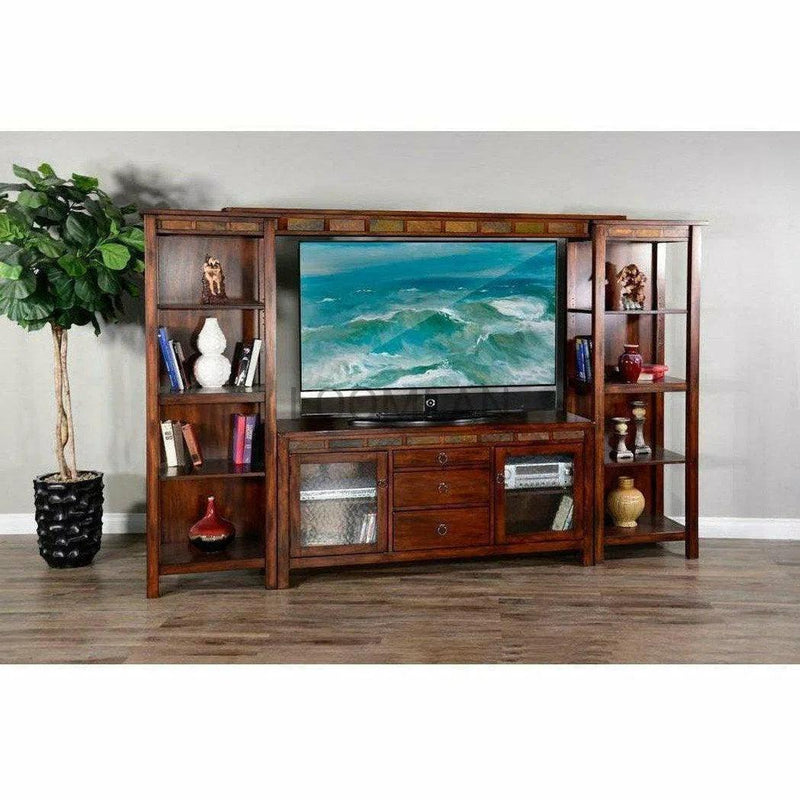 60" TV Stand Media Console Traditional Dark Wood Cabinet TV Stands & Media Centers LOOMLAN By Sunny D