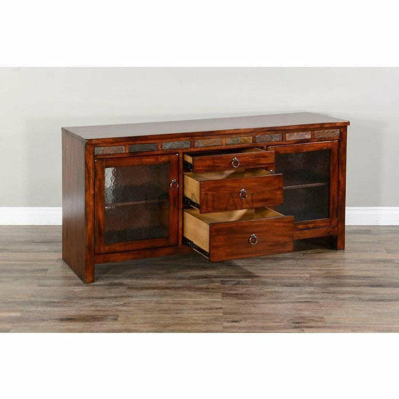 60" TV Stand Media Console Traditional Dark Wood Cabinet TV Stands & Media Centers LOOMLAN By Sunny D