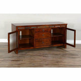 60" TV Stand Media Console Traditional Dark Wood Cabinet TV Stands & Media Centers LOOMLAN By Sunny D