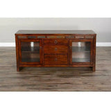 60" TV Stand Media Console Traditional Dark Wood Cabinet TV Stands & Media Centers LOOMLAN By Sunny D