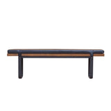 61" Black Leather Padded Seat and Iron Wood Frame Bench for Dining Room Dining Benches LOOMLAN By LH Imports