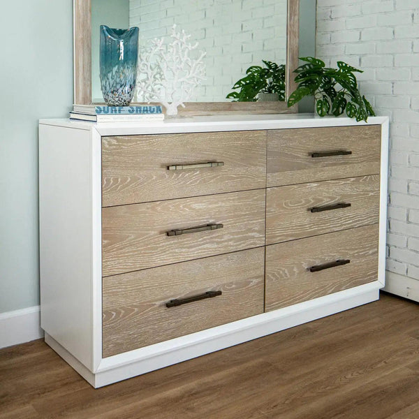 62" High Gloss Boca Grande Six Drawer Double Dresser Dressers LOOMLAN By Panama Jack