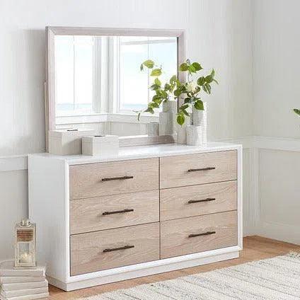 62" High Gloss Boca Grande Six Drawer Dresser and Mirror Combo Dressers LOOMLAN By Panama Jack