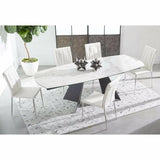 63-94" White Extendable Dining Table Ceramic Table Top Dining Tables LOOMLAN By Essentials For Living