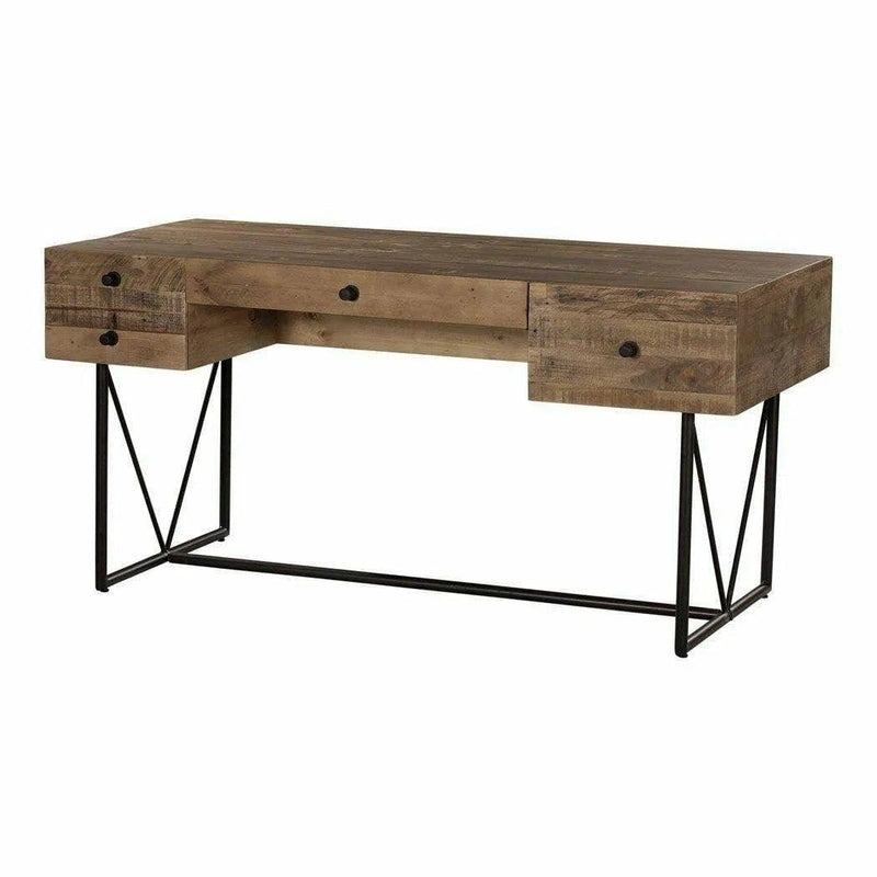 63 Inch Desk Natural Rustic Home Office Desks LOOMLAN By Moe's Home