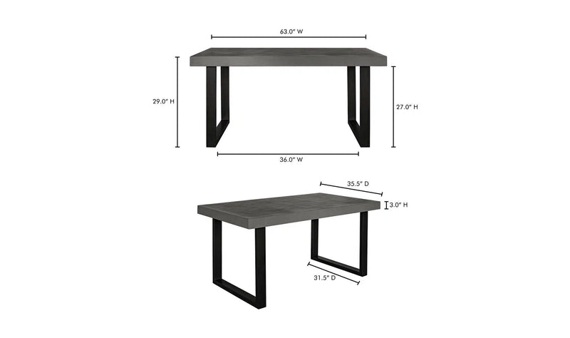 63 Inch Outdoor Dining Table Small Grey Contemporary Outdoor Dining Tables LOOMLAN By Moe's Home