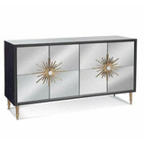 64" Black and Gold Mirrored Sideboard For Dining Room Sideboards LOOMLAN By Bassett Mirror