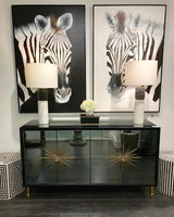 64" Black and Gold Mirrored Sideboard For Dining Room Sideboards LOOMLAN By Bassett Mirror