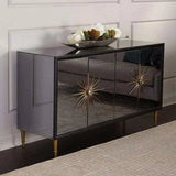 64" Black and Gold Mirrored Sideboard For Dining Room Sideboards LOOMLAN By Bassett Mirror