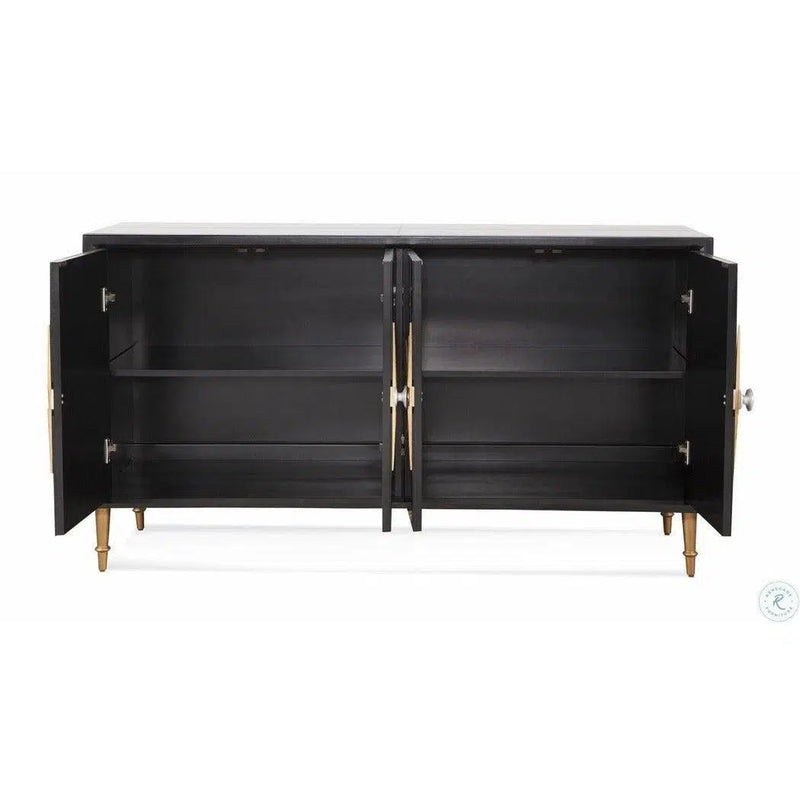 64" Black and Gold Mirrored Sideboard For Dining Room Sideboards LOOMLAN By Bassett Mirror