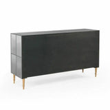 64" Black and Gold Mirrored Sideboard For Dining Room Sideboards LOOMLAN By Bassett Mirror