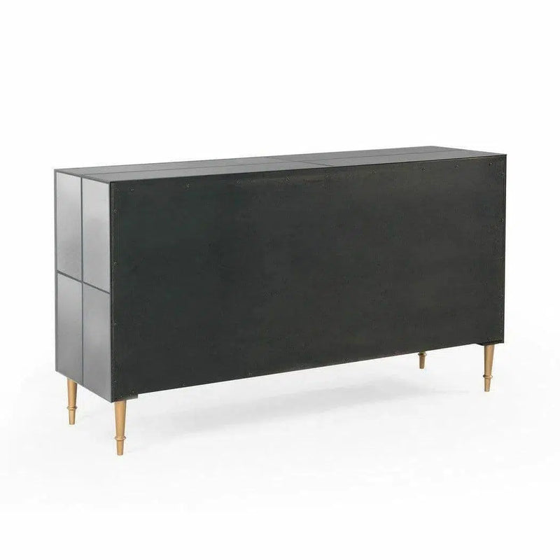 64" Black and Gold Mirrored Sideboard For Dining Room Sideboards LOOMLAN By Bassett Mirror