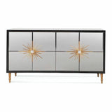 64" Black and Gold Mirrored Sideboard For Dining Room Sideboards LOOMLAN By Bassett Mirror