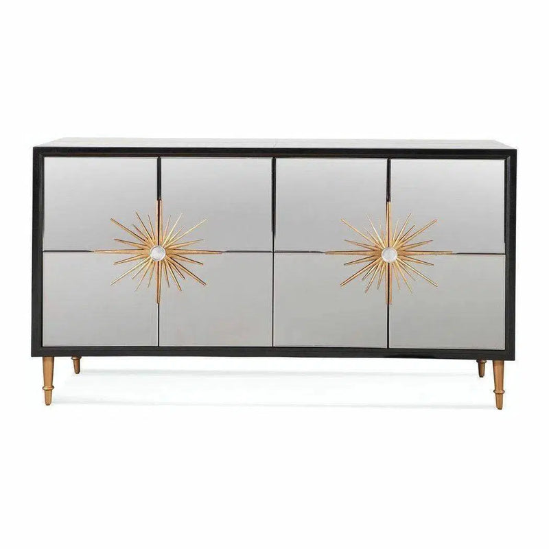 64" Black and Gold Mirrored Sideboard For Dining Room Sideboards LOOMLAN By Bassett Mirror