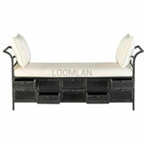 64" Long Upholstered Storage Bench With 10 Metal Drawers Bedroom Benches LOOMLAN By LOOMLAN