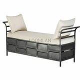 64" Long Upholstered Storage Bench With 10 Metal Drawers Bedroom Benches LOOMLAN By LOOMLAN