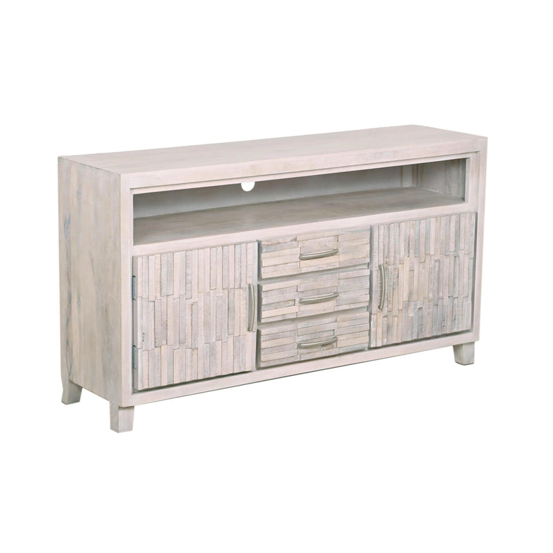 64" Reclaimed wood planked style whitewashed sideboard cabinet TV Stands & Media Centers LOOMLAN By LOOMLAN