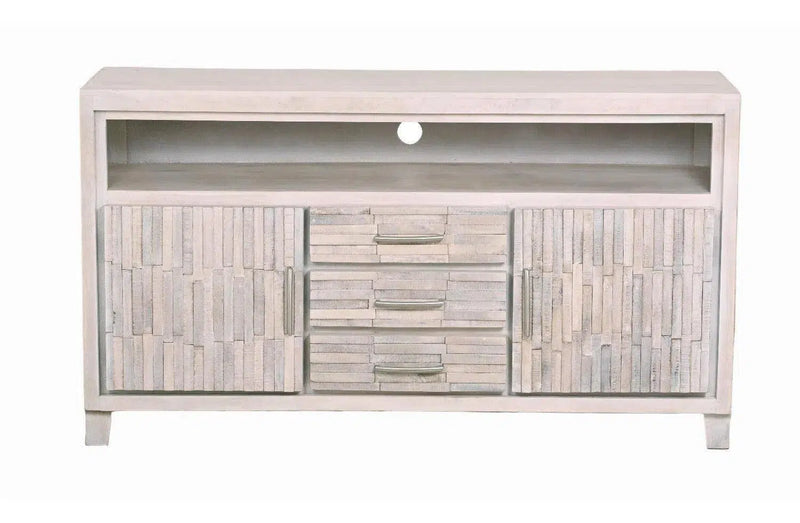 64" Reclaimed wood planked style whitewashed sideboard cabinet TV Stands & Media Centers LOOMLAN By LOOMLAN