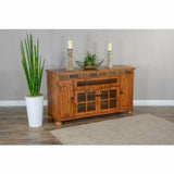 64" Rustic TV Stand Media Console Counter Height With Drawers TV Stands & Media Centers LOOMLAN By Sunny D