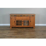 64" Rustic TV Stand Media Console Counter Height With Drawers TV Stands & Media Centers LOOMLAN By Sunny D