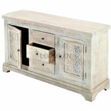 64" White Hand Carved Sideboard With Centered Drawers Sideboards LOOMLAN By LOOMLAN