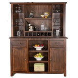 64x80 Brown Wood Buffet With Hutch Home Bar Serving Station Buffets & Curios LOOMLAN By Sunny D