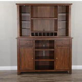 64x80 Brown Wood Buffet With Hutch Home Bar Serving Station Buffets & Curios LOOMLAN By Sunny D