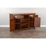 64x80 Brown Wood Buffet With Hutch Home Bar Serving Station Buffets & Curios LOOMLAN By Sunny D