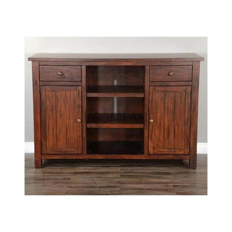 64x80 Brown Wood Buffet With Hutch Home Bar Serving Station Buffets & Curios LOOMLAN By Sunny D