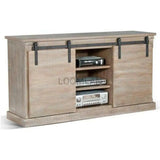 65" TV Stand Media Console Sliding Barn Doors Light Wood Modern TV Stands & Media Centers LOOMLAN By Sunny D